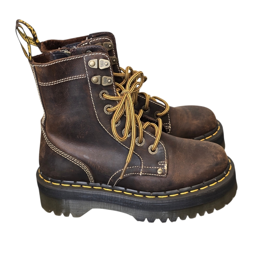 Dr. Martens Women's 6 Jadon Arc Crazy Horse Brown Leather Platform Lace-Up Boots - Picture 3 of 15